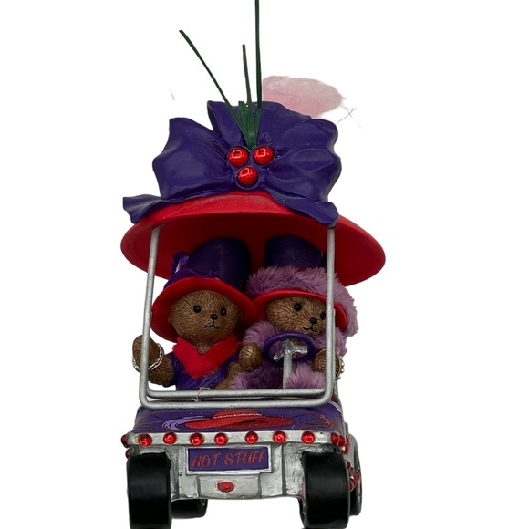 Red Hat Society Glamour Golf Cart The Hamilton Collection Bear Figurine W/Cert - Picture 3 of 8